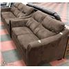 Image 1 : NEW DARK BROWN MICROFIBRE 80" SOFA WITH 60" LOVE
