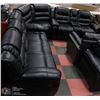 Image 1 : NEW BLACK LEATHERETTE RECLINING CONSOLE LOVE SEAT