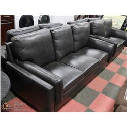 NEW CYRUS CHARCOAL LEATHERETTE SOFA AND LOVE
