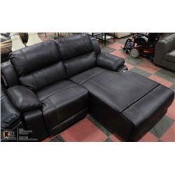 NEW DARK BROWN LEATHERETTE RECLINING CHAISE LOVE