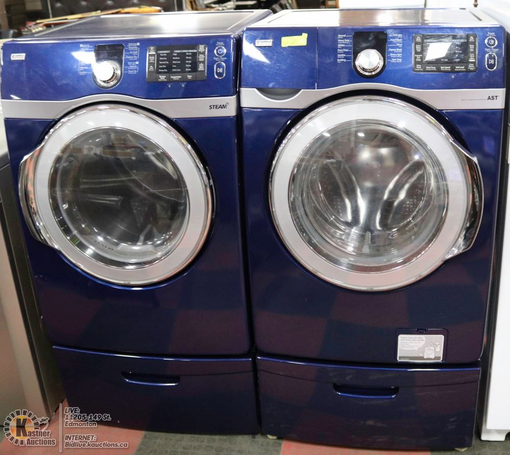 KENMORE ELITE BLUE WASHER/DRYER SET W/ UNDERNEATH