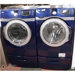 KENMORE ELITE BLUE WASHER/DRYER SET W/ UNDERNEATH
