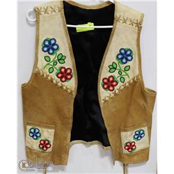 HAND STITCHED MOOSE HIDE VEST LARGE SIZE