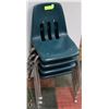Image 1 : FOUR 1970S GREEN HARD PLASTIC SAFE CHAIRS FOR KIDS