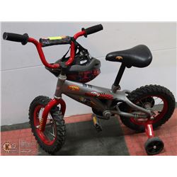 CARS 12-1/2" BMX BIKE WITH TRAINING WHEELS &HELMET