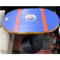 VINTAGE BAR TABLE TOP W/ OILERS DECAL
