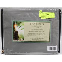 ECO BAMBOO RICH SHEET SET ,QUEEN,GREY COLOUR