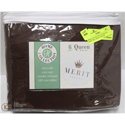 HOME COLLECTION ,QUEEN 6PC SHEET SET ,CHOC COLOUR