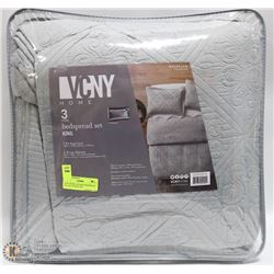 VCNY HOME 3PC KING BEDSPREAD SET ,QUILTED PLUSH