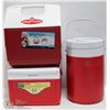 Image 1 : TWO NEW FOOD COOLERS AND ONE WATER COOLER