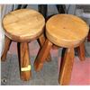 Image 1 : LOT OF 2 WOOD MILKING STOOLS