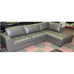 NEW GREY LEATHERETTE 'L' SHAPE CHAISE LOUNGE