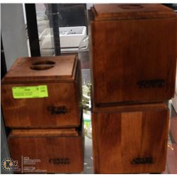 VINTAGE SET OF WOOD CANNISTERS - UNUSED