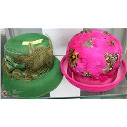 PAIR OF VINTAGE LADIES FEATHER HATS