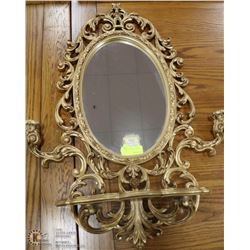 VINTAGE GOLD TONE FRAMED MANTLE MIRROR