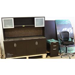 ESPRESSO COLOR OFFICE DESK WITH LOCKABLE STORAGE