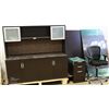 Image 1 : ESPRESSO COLOR OFFICE DESK WITH LOCKABLE STORAGE