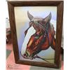 Image 1 : WOOD TONE FRAMED HORSE CANVAS PICTURE