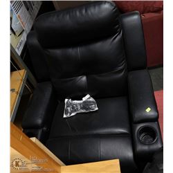 BLACK LEATHERETTE ELECTRIC RECLINING SOFA CHAIR
