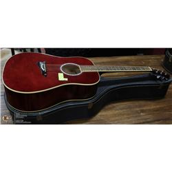 RED GK ACOUSTIC GUITAR W/ CARDBOARD CASE
