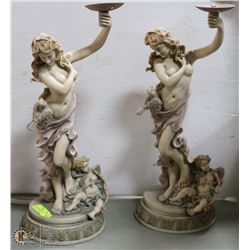 SET OF 2 CERAMIC STATUETTE LAMPS - NEED RE-WIRING