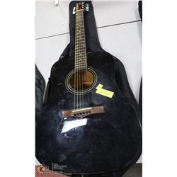 BLACK FENDER SQUIER STRAT ACOUSTIC GUITAR W/ SOFT