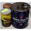 Image 1 : LOT OF 3 VINTAGE OIL CANS ONE IS NORTH STAR