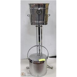 ASSORTMENT OF 2 VINTAGE ICE BUCKETS ONE WITH STAND