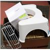 Image 1 : BOX W/ POTTY TRAINING STOOL, WICKER BASKET, METAL
