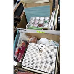 2 BOXES OF STAINED GLASS SUPPLIES, GRINDER