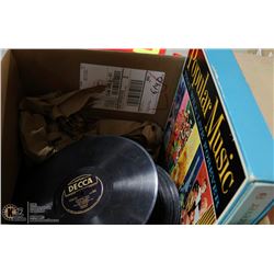BOX OF RECORDS MOSTLY 78 RPM FROM 1920-50'S INCL