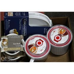 FLAT WITH CORNINGWARE 2 PC RAMAKINS, 2 PC OVAL