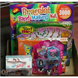 FLAT OF TOYS NEW IN BOX, INCLUDES BRATZ BABY,