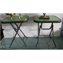 SET OF 2 LIME GREEN FOLDABLE SIDE TABLES