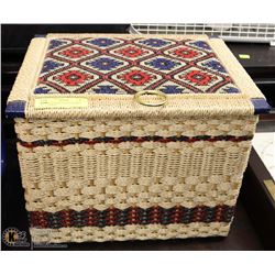 LARGE WOVEN SEWING BASKET 12"X12"X14"