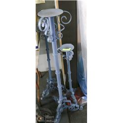 SET OF THREE IRON METAL CANDLE STANDS