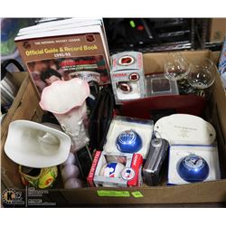 FLAT OF COLLECTIBLES INCL.LENOX SOAP DISH , OILERS