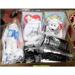 FLAT OF COLLECTIBLES INCL TY'S, 5 MINI NHL HOCKEY