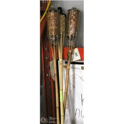 LOT OF 3 OUTDOOR BAMBOO OIL TORCHES