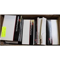 BOX OF ASSORTED COOPER ELECTRICAL PRODUCTS