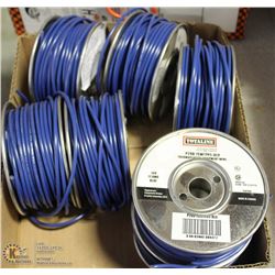 BOX WITH 7 -100FT ROLLS OF BLUE HEAVY DUTY WIRE