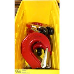 BIN WITH FIVE 1/2" 13-8 SAFETY HOOKS