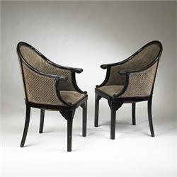 Josef Hoffmann, attribution armchairs, pair