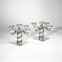 Jean Despres candlesticks, pair