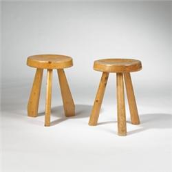 Charlotte Perriand stools, pair