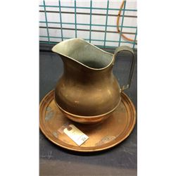 Copper Pitcher And Tray