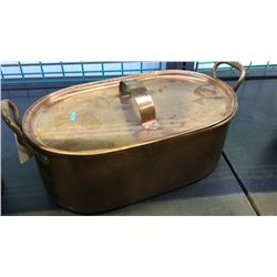 Heavy Copper Pot With Lid 17 1/2  x 10 1/2  x 7 T