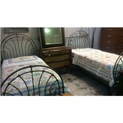 2-twin Wrought Iron Beds Complete With New Box Spring and Mattresses.