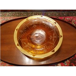 Hawks Signed Bowl Steuben Blank Signed Hawkes Exquisite Engraving-gold Work