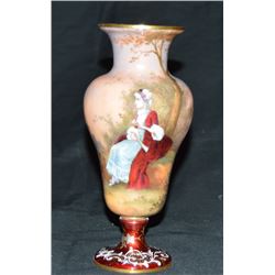 Enamel Setting Lady  Vases Antique French Gilt Metal Mounted And  Hand-painted Enamel Vase. It Has B